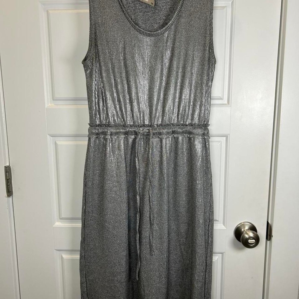Dolan Left Coast Metallic Silver Midi Dress